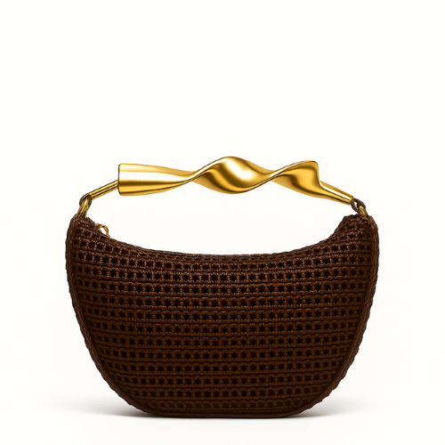 LOU | GOOF Gewoven Handtas met gouden hals